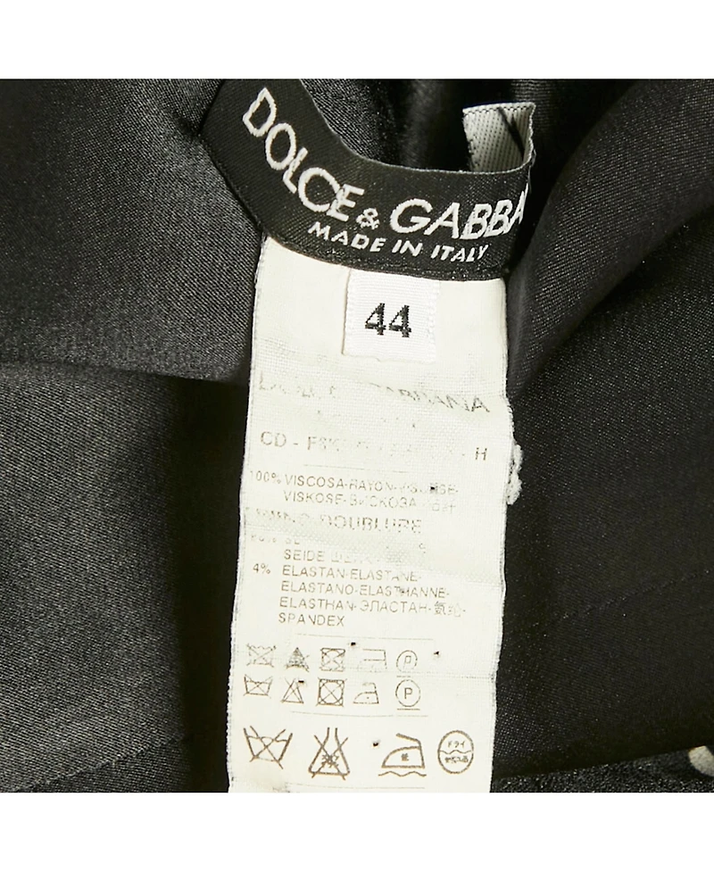 Pre-Owned Dolce & Gabbana Women's Black Floral Print Crepe Knee-Length Dress