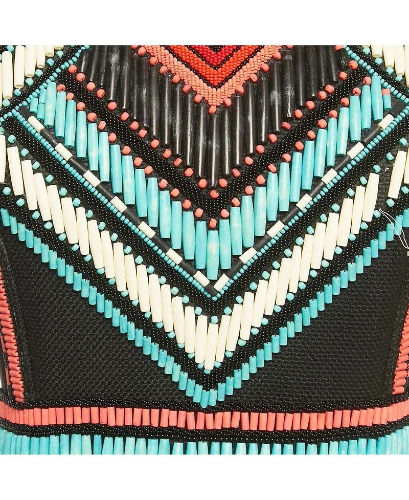 Pre-Owned Balmain Women's Black Beaded Canvas Mini Dress