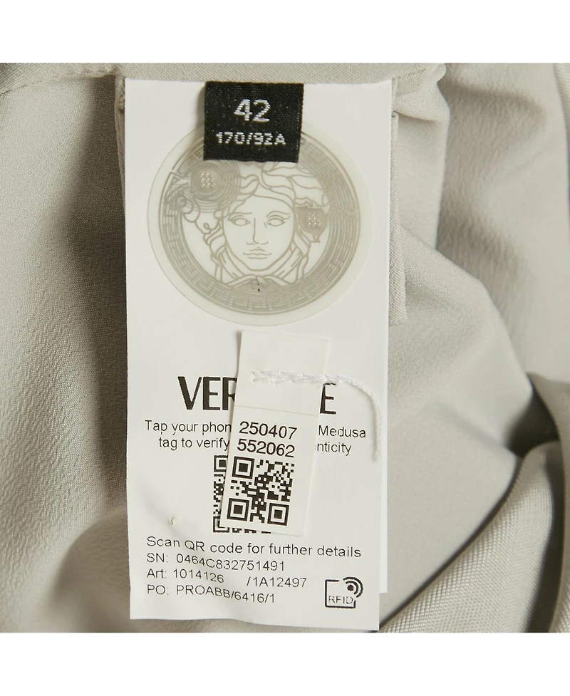 Pre-Owned Versace Women's Grey Crepe & Satin Draped Sleeveless Mini Dress