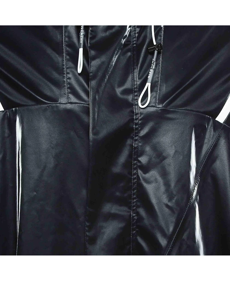 Pre-Owned Givenchy Men's Black Contrast Trim Synthetic Oversized Raincoat