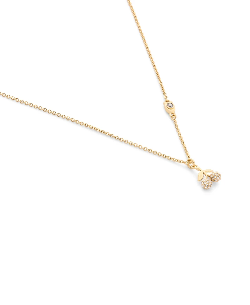 Coach Faux Stone Pave Icons Cherry Pendant Necklace