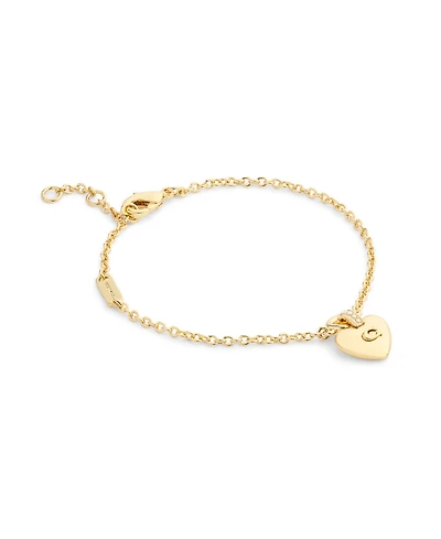 Coach Faux Cultivated Pearl Signature Puffy Heart Charm Bracelet