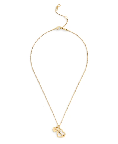 Coach Faux Stone Charming Charms Signature Heart Pendant Necklace