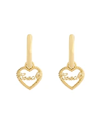 Coach Gold Signature Heart Charm Huggie Earrings