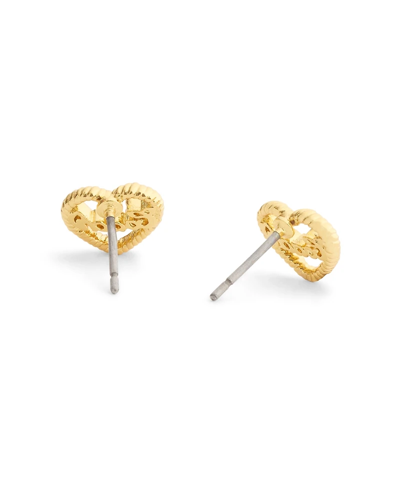 Coach Faux Stone Charming Charms Signature Heart Stud Earrings
