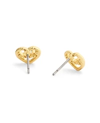 Coach Faux Stone Charming Charms Signature Heart Stud Earrings