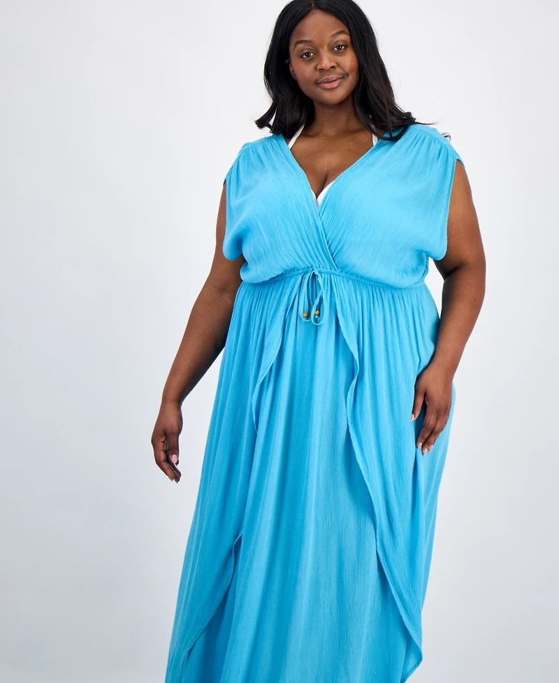 Raviya Plus Front Slit Cover-Up Maxi Dress