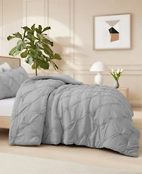 Unikome 3 Piece Pinch Pleated Down Alternative Comforter Set