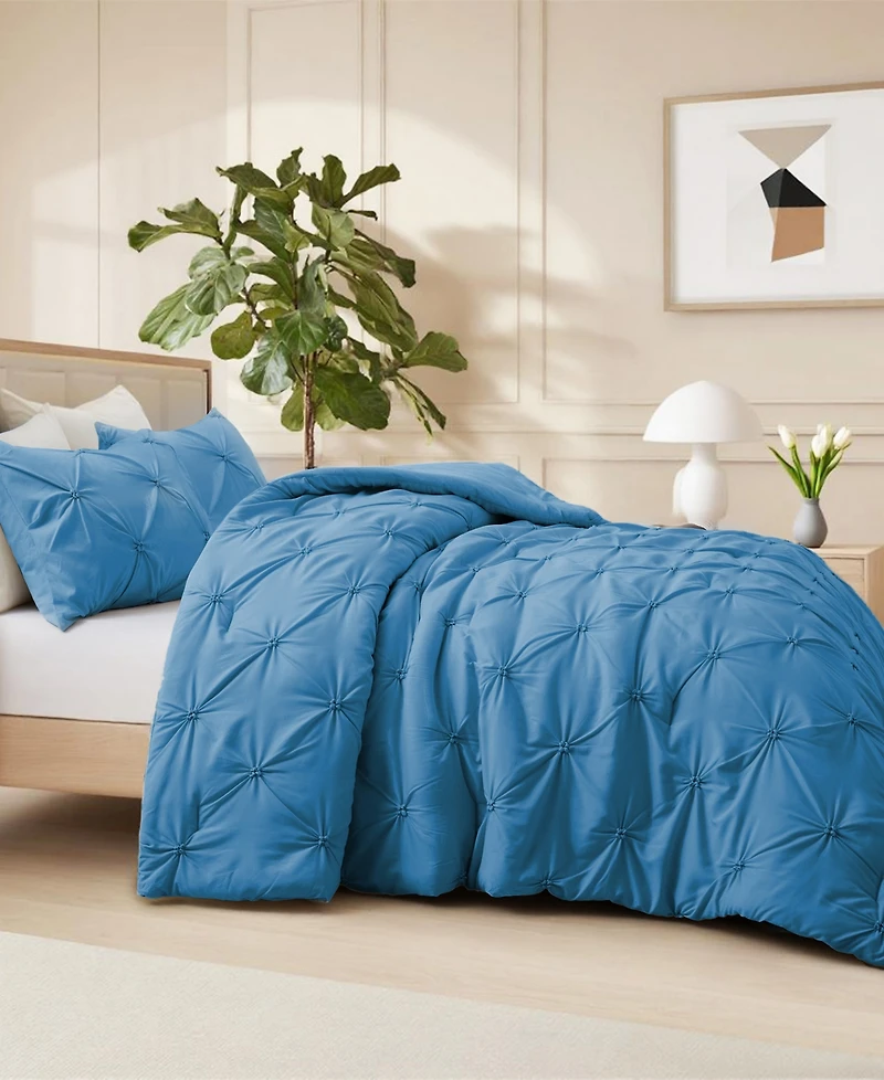 Unikome 3 Piece Pinch Pleated Down Alternative Comforter Set