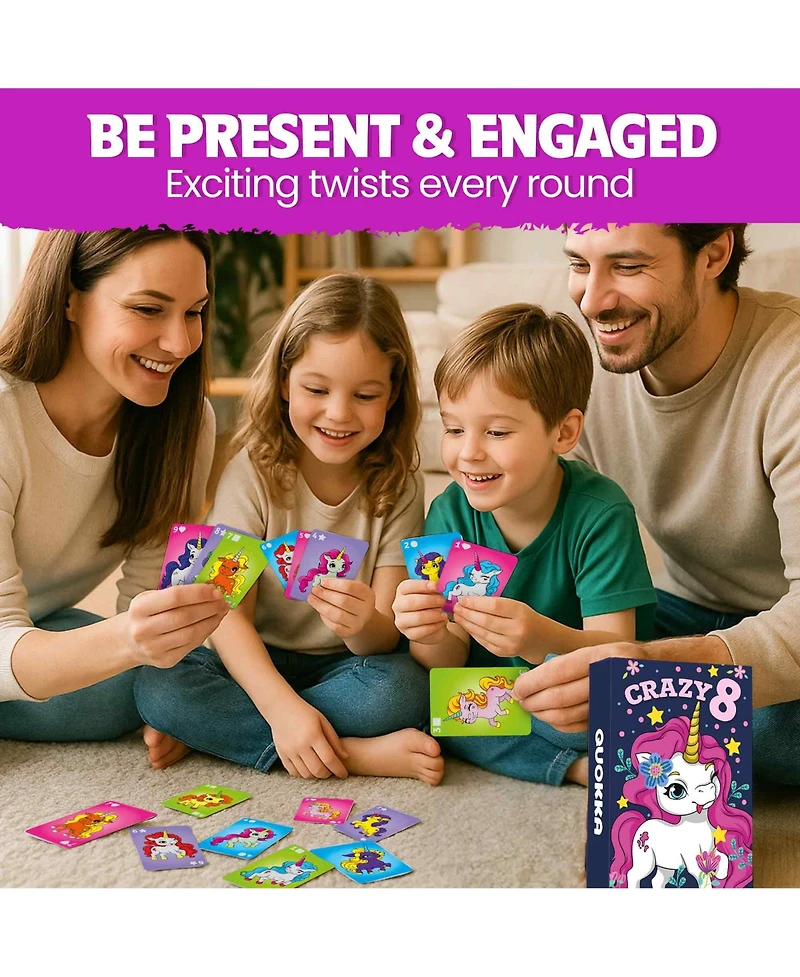 Quokka Crazy 8 Card Games for Kids Fun Family Game with Cute Animals, Playdates, Time