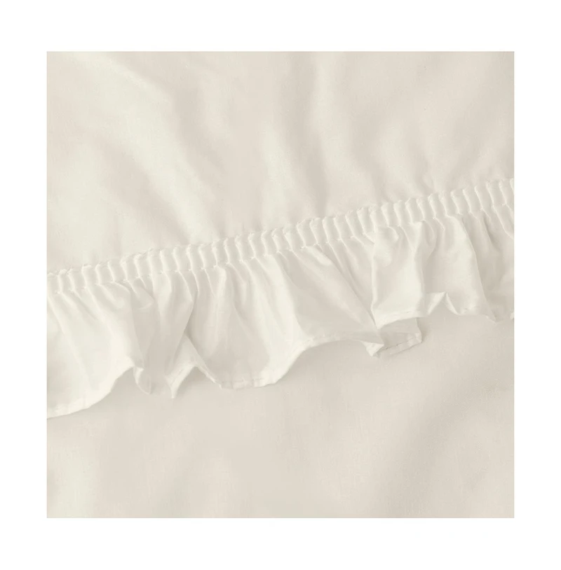 Ellis Curtain Home Classic Narrow Ruffle 2-Piece Natural Color Rod Pocket Curtain Panel, 80" X 36"