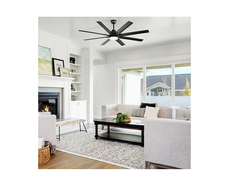 Sofucor 52-inch Modern Exquisite Black 8-Blade Ceiling Fans with Adjustable Led Lights and Intelligent Remote Control