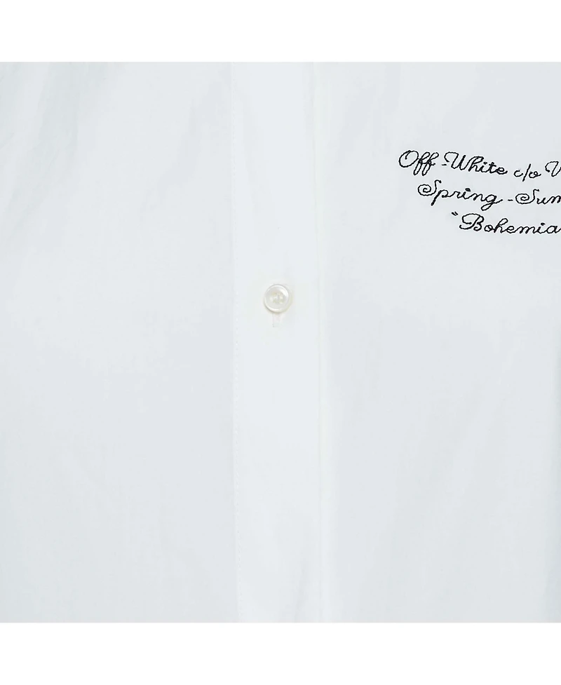 Pre-Owned Off-White Women's White Embroidered Cotton Pleated Mini Shirt Dress