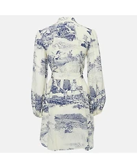 Pre-Owned Chloe Women's Cream/blue Printed Silk Mini