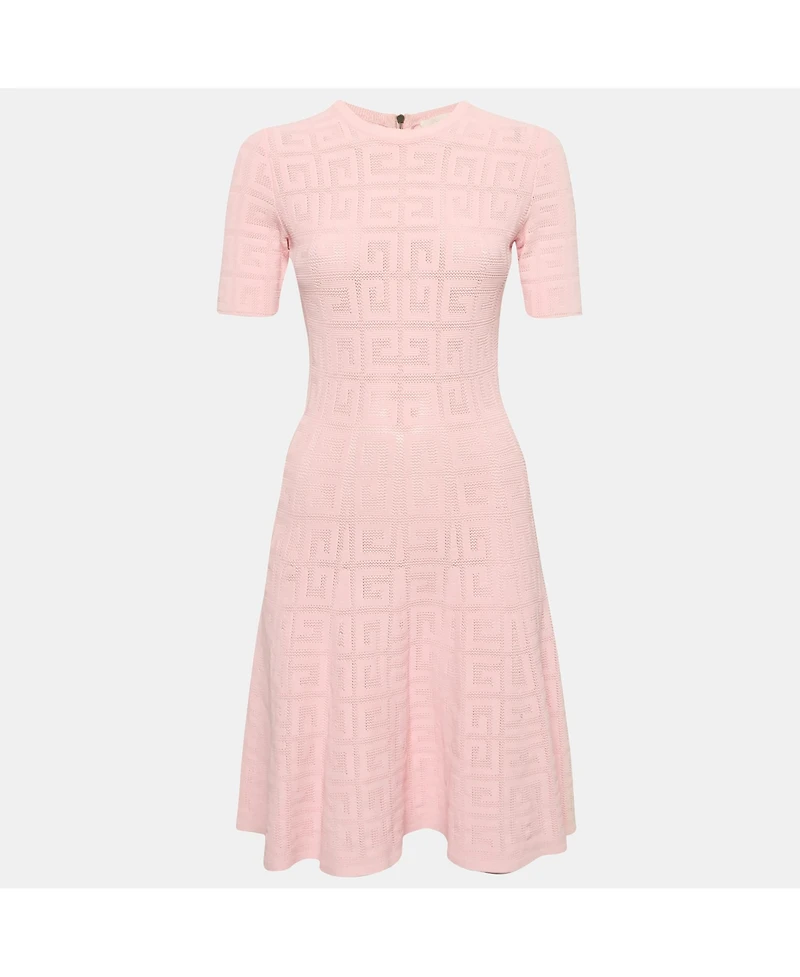 Pre-Owned Givenchy Women's Pink Monogram Knit Short Flared Dress