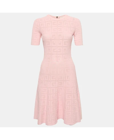 Pre-Owned Givenchy Women's Pink Monogram Knit Short Flared Dress