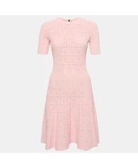 Pre-Owned Givenchy Women's Pink Monogram Knit Short Flared Dress