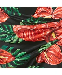 Pre-Owned Dolce & Gabbana Women's Black Printed Satin Silk One-Shoulder Tie-Up Detail Midi Dress