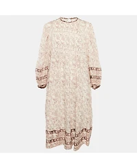 Pre-Owned Isabel Marant Women's Etoile Pink Printed Cotton Pleated Midi Dress