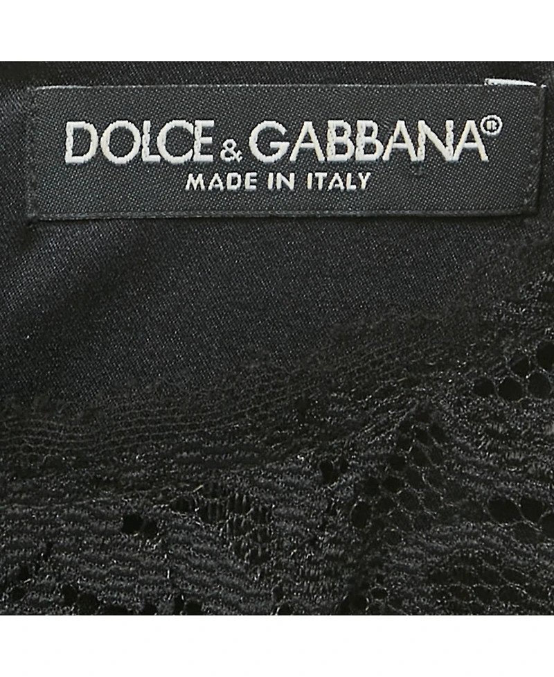 Pre-Owned Dolce & Gabbana Women's Black Lace Draped Sleeveless Short Dress