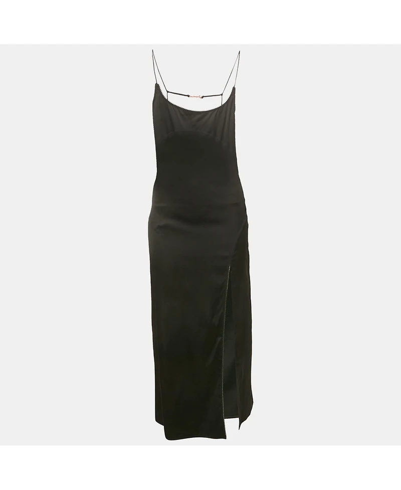 Pre-Owned Jacquemus Women's Black Satin Sleeveless Slip Dress