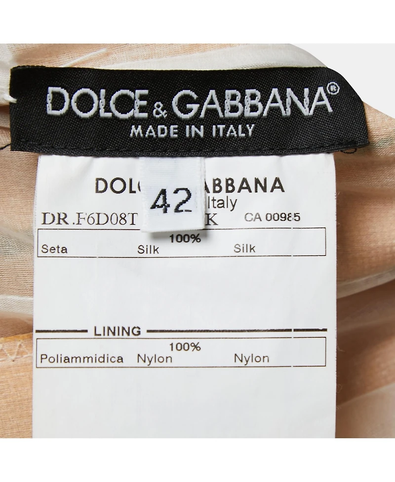 Pre-Owned Dolce & Gabbana Women's Beige Floral Hand Painted Canvas Limited Edition Midi Dress