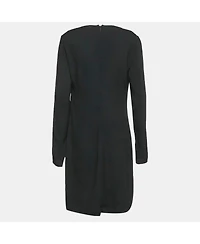 Pre-Owned Versace Women's Black Crepe Medusa Pin Detail Short Dress