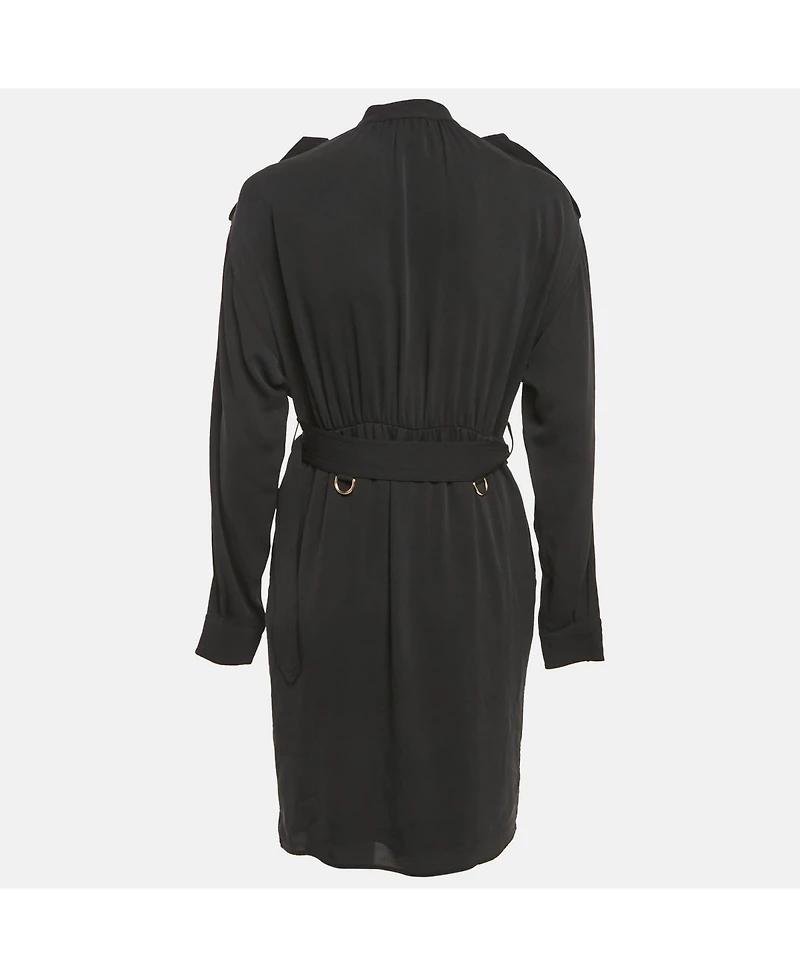 Pre-Owned Burberry Women's Black Chiffon Belted Midi Dress