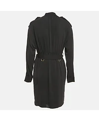 Pre-Owned Burberry Women's Black Chiffon Belted Midi Dress