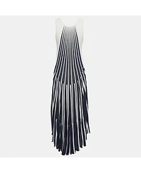 Pre-Owned Chloe Women's Navy Blue White Vertical Stripe Cotton Knit Midi Dress