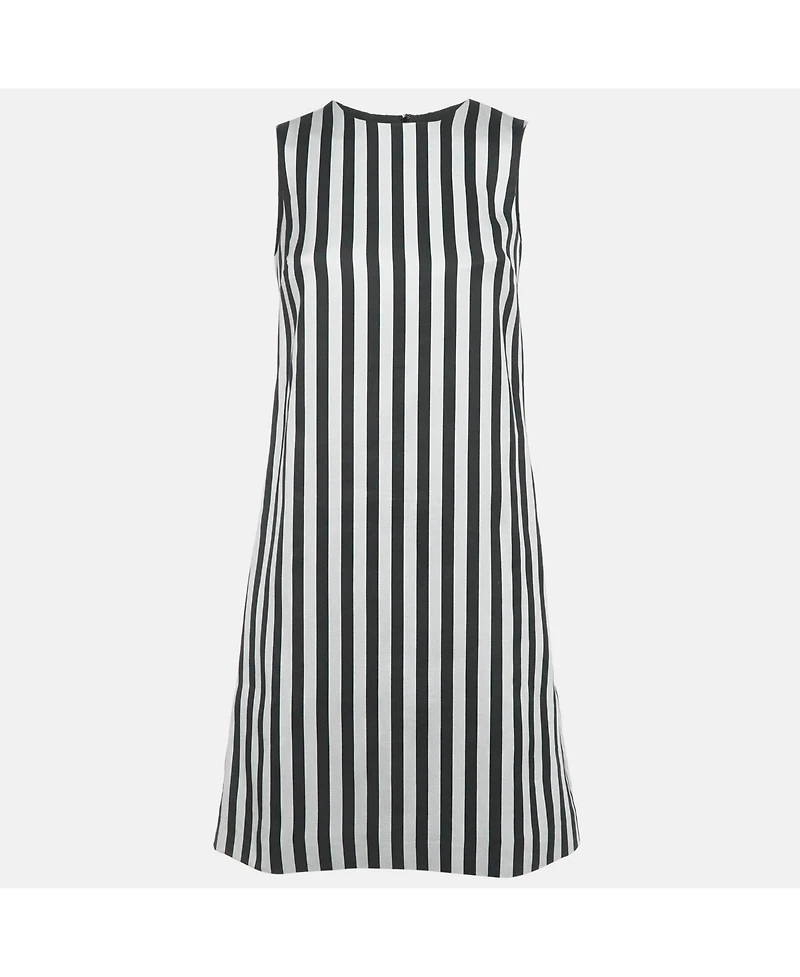 Pre-Owned Dolce & Gabbana Women's Black/grey Striped Cotton Blend Mini Dress