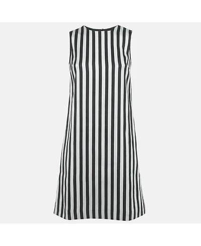 Pre-Owned Dolce & Gabbana Women's Black/grey Striped Cotton Blend Mini Dress