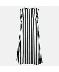 Pre-Owned Dolce & Gabbana Women's Black/grey Striped Cotton Blend Mini Dress