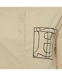 Pre-Owned Burberry Women's Beige Cotton Monogram Embroidered Cotton Abbie Mini Dress