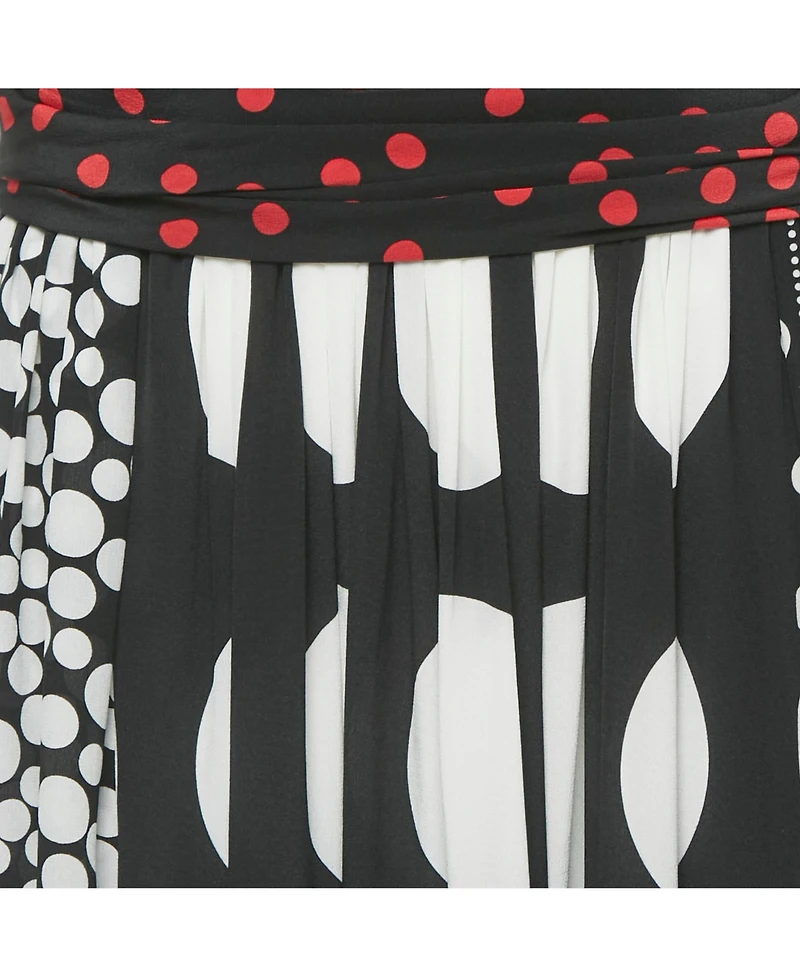 Pre-Owned Dolce & Gabbana Women's Black/white Polka Dot Print Silk Halter Neck Maxi Dress