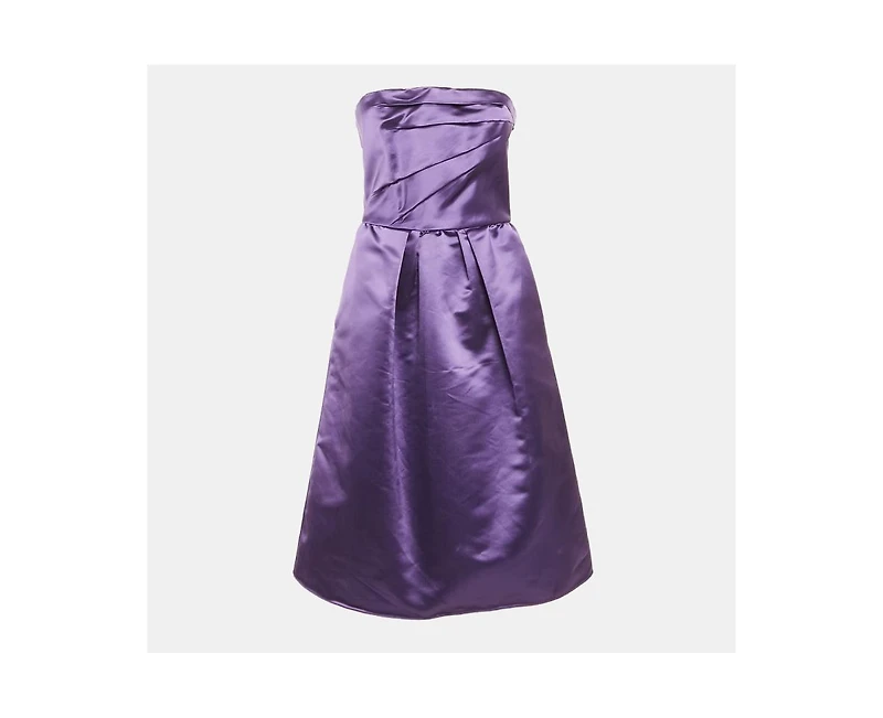 Pre-Owned Dolce & Gabbana Women's Pre-Owned D&g Purple Satin Draped Strapless Short Dress
