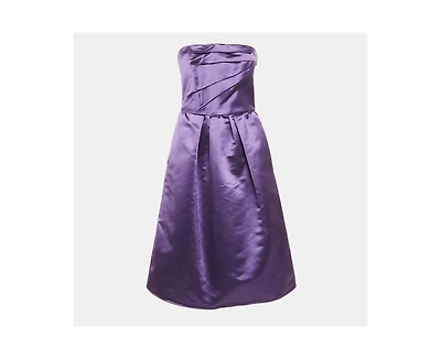 Pre-Owned Dolce & Gabbana Women's Pre-Owned D&g Purple Satin Draped Strapless Short Dress