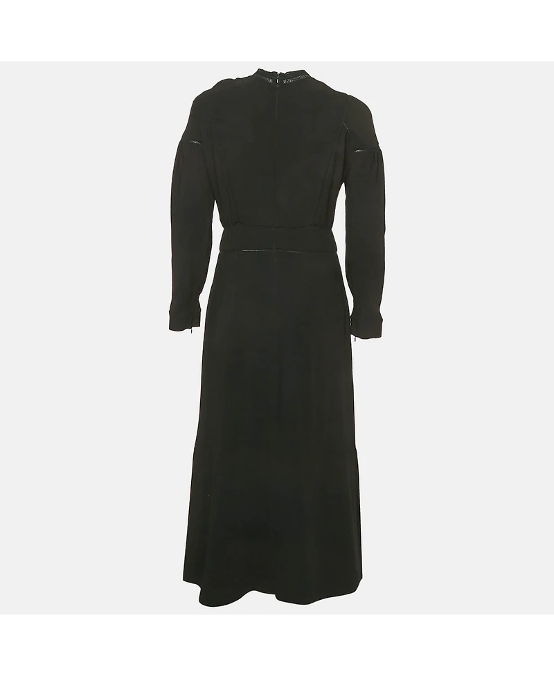 Pre-Owned Burberry Women's Black Crepe Lace Inserts Midi Dress