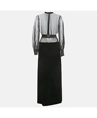 Pre-Owned Dolce & Gabbana Women's Black Organza And Velvet Belted Long Dress