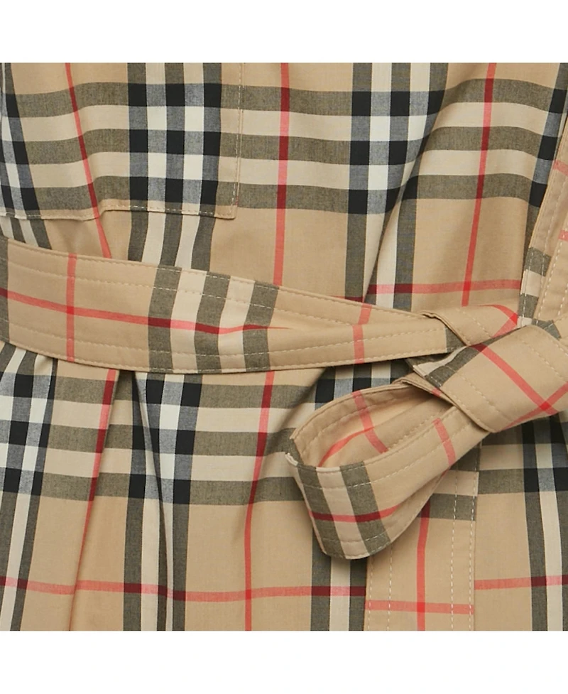 Pre-Owned Burberry Women's Beige Vintage Check Print Cotton Wrap Around Mini Dress