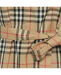 Pre-Owned Burberry Women's Beige Vintage Check Print Cotton Wrap Around Mini Dress