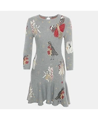 Pre-Owned Alexander Mcqueen Women's Grey Floral Jacquard Knit Mini Dress