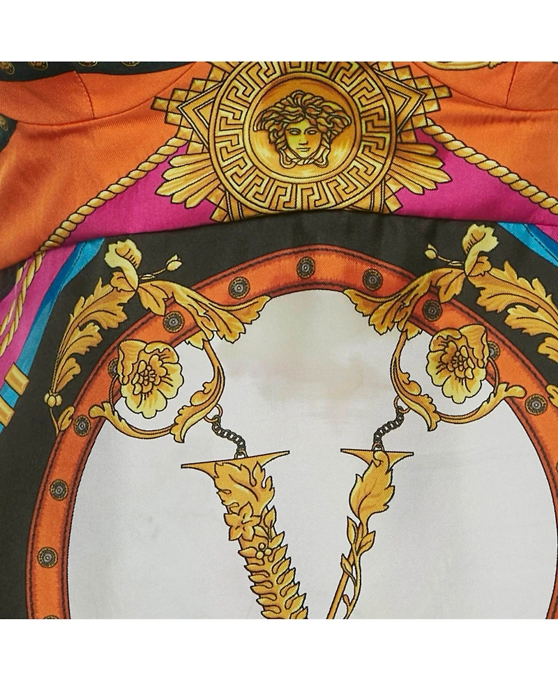 Pre-Owned Versace Women's Multicolor Printed Silk Top And Skirt Set