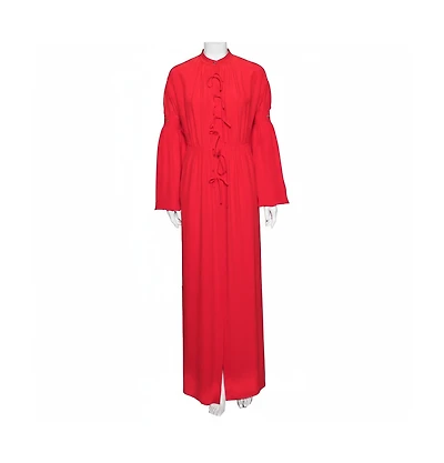 Pre-Owned Burberry Women's Red Silk Button Down Maxi Dress
