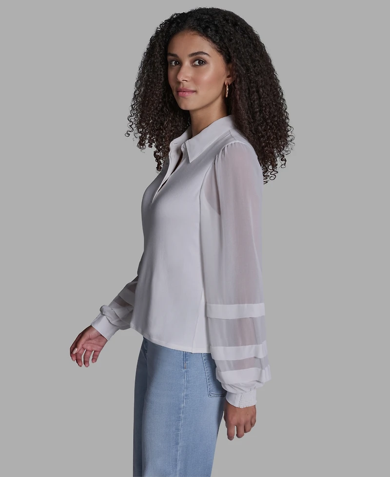 Bcbg Women's Slim Fit Collared Button-Up Top