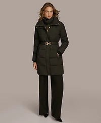 Donna Karan New York Women's Belted Bibbed Puffer Coat