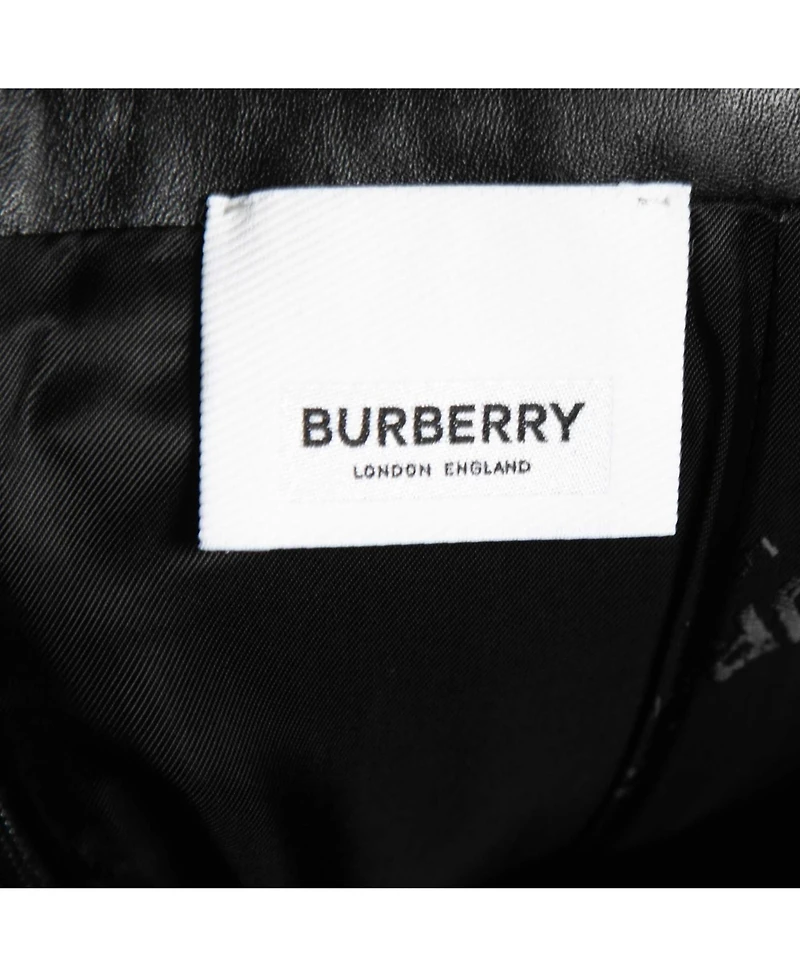 Pre-Owned Burberry Women's Black Leather Cut Out Pencil Skirt