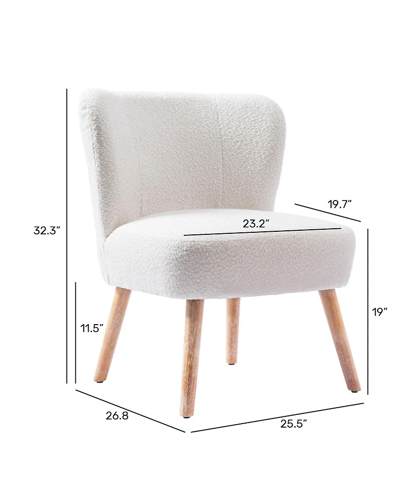 4 Piece Upholstered Boucle Accent Chair and Ottoman Sets