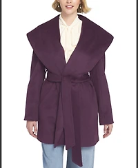 Elle Collection Women's Melton Wrap Coat Belted/Wrap
