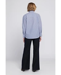 Elle Collection Women's Striped Bow Shirt Blouse Top